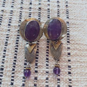 Authentic Tabra Amethyst Scarab silver and gold earrings
